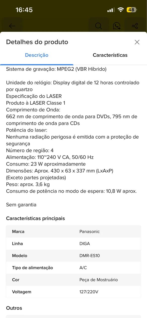 Gravador de dvd de mesa Panasonic DMR ES10 - Foto 4