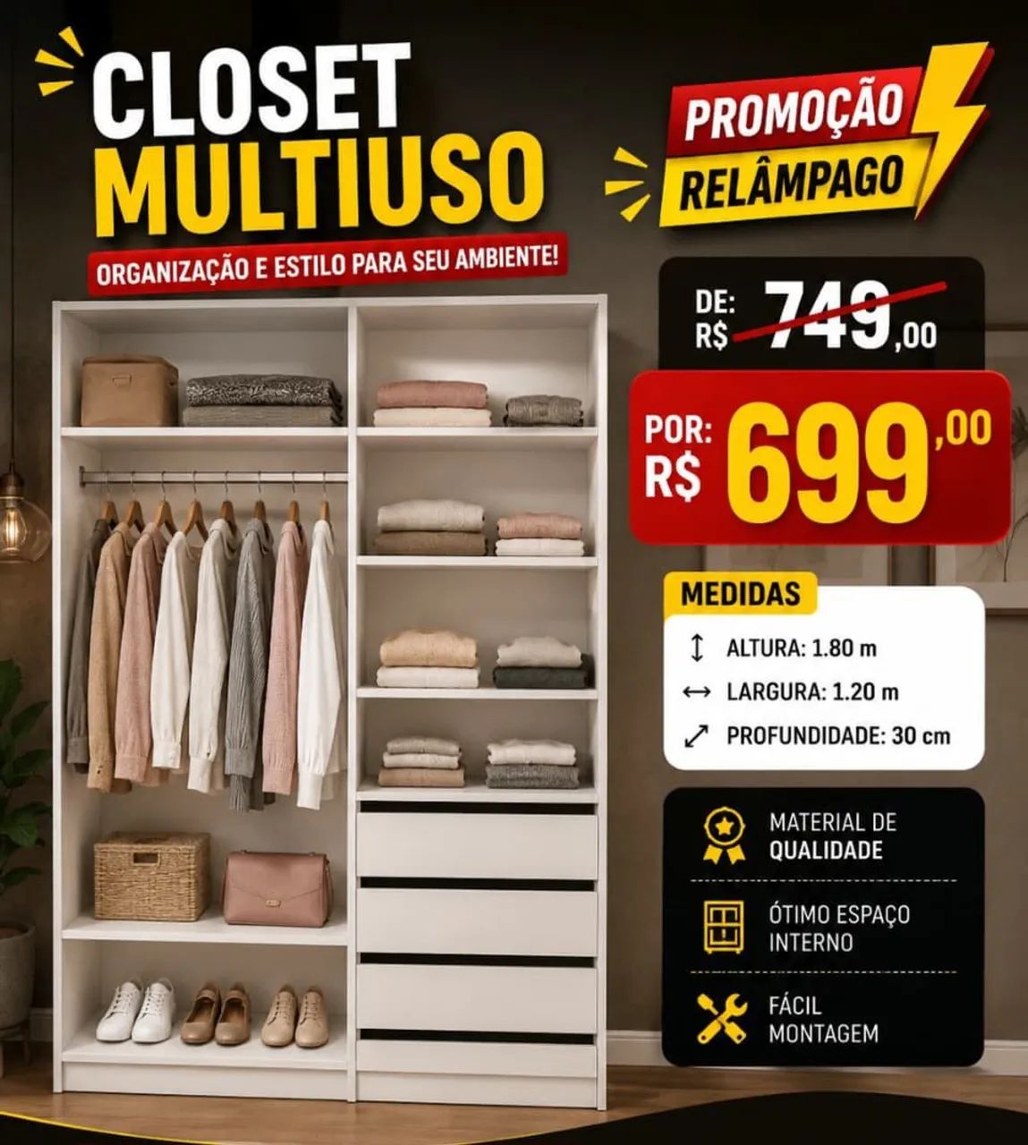 Closet Multiuso 100% MDF  - Foto 2
