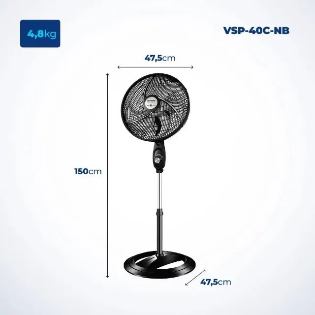 MONDIAL Ventilador Coluna 110V, 40cm, 6 pás, Super Power