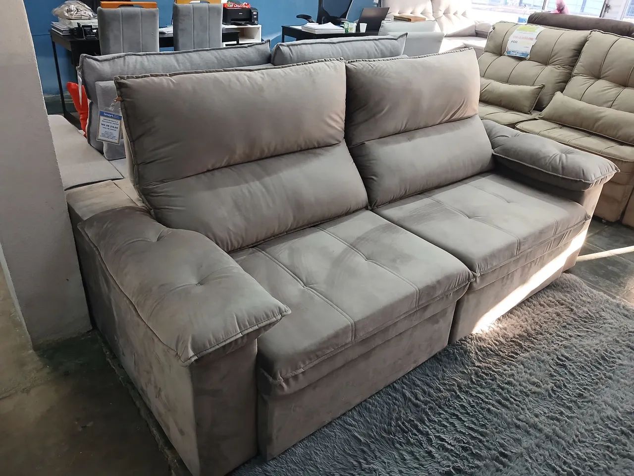 Sofa retrátil reclinável, pietra, 2,20, 18x sem juros 