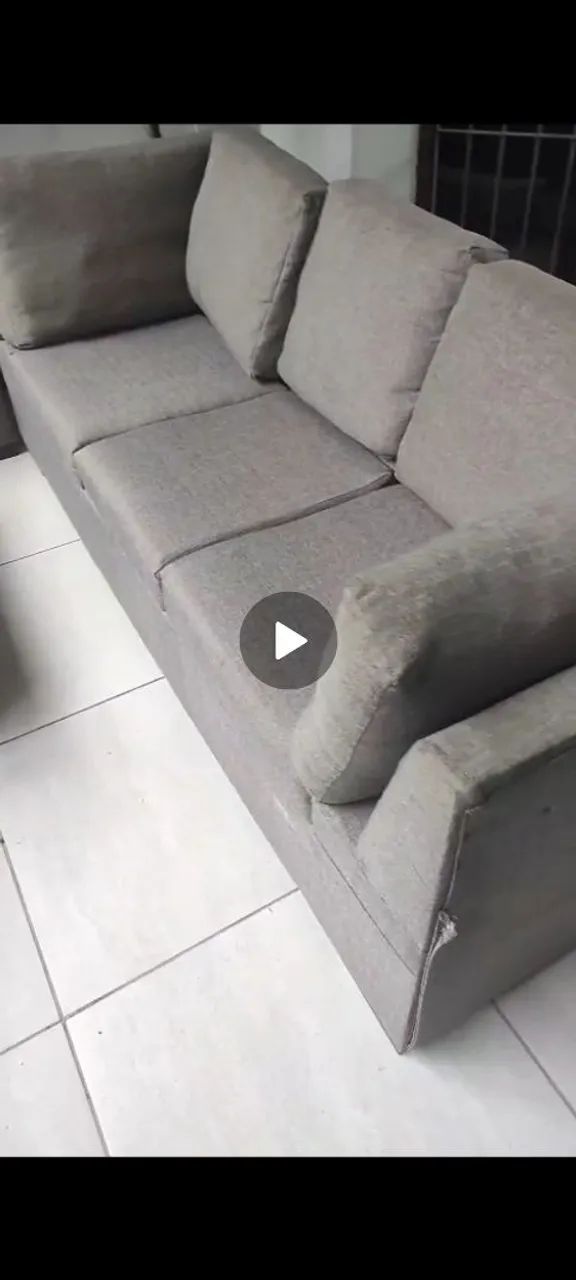 ? Conjunto de Sofás + Puff Cinza | Conservado e Fácil de Higienizar - Foto 2