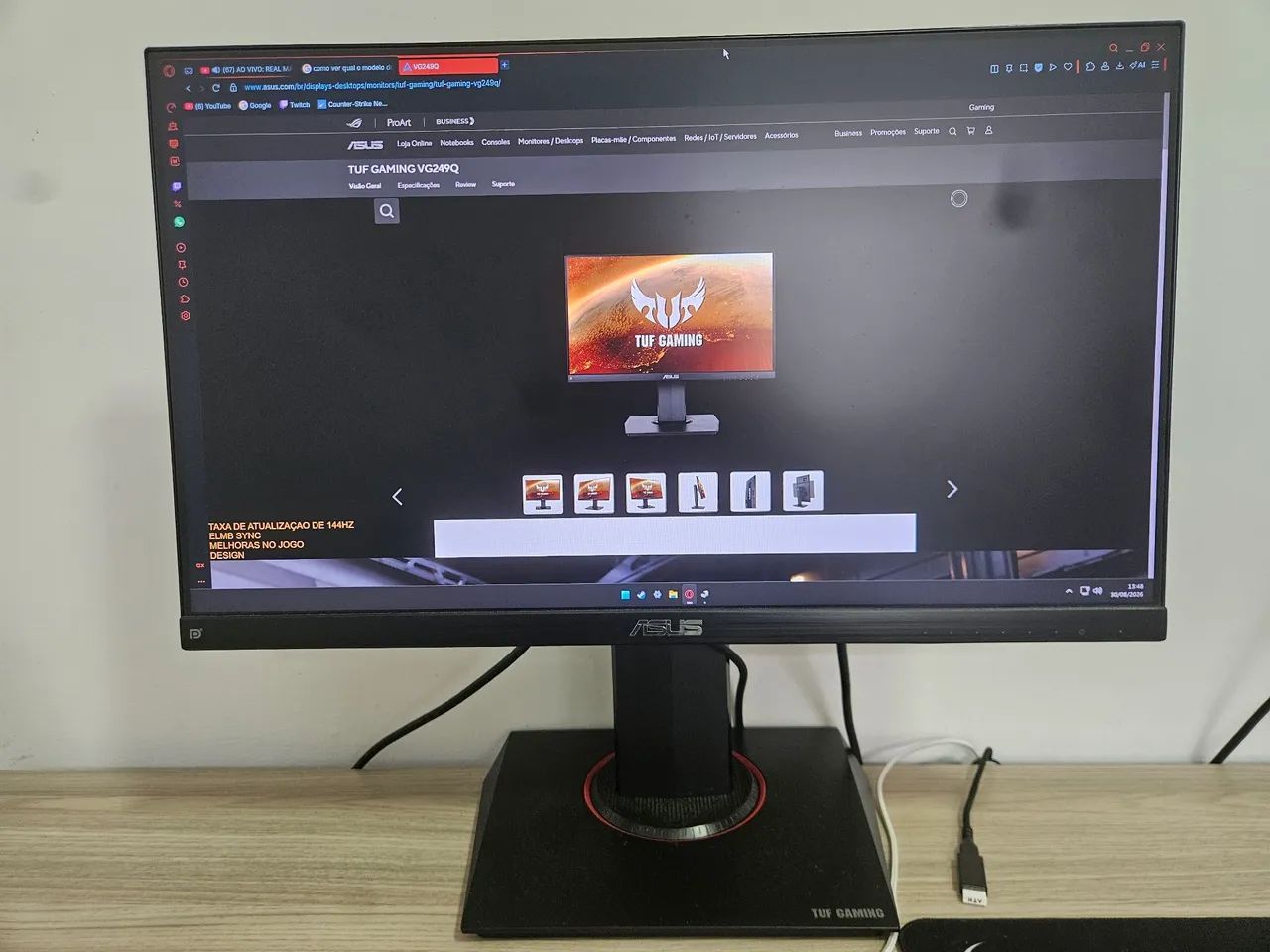 USADO - MONITOR ASUS TUF GAMING 24 POLEGADAS 144 HZ