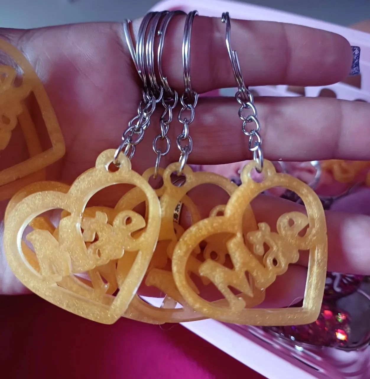 Kit 9 Chaveiros Mãe com Coração  - Foto 3