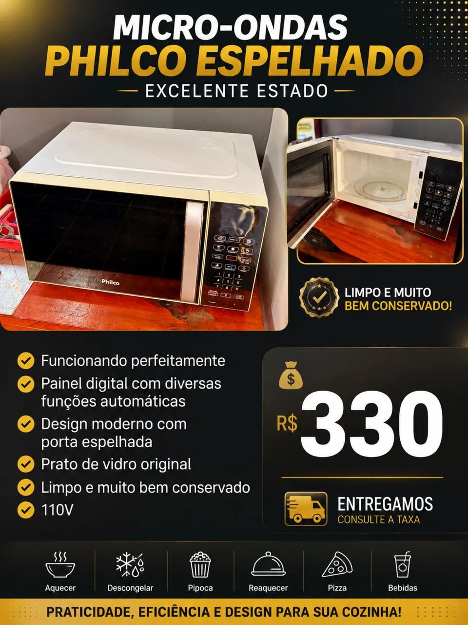 Microondas Philco Espelhado