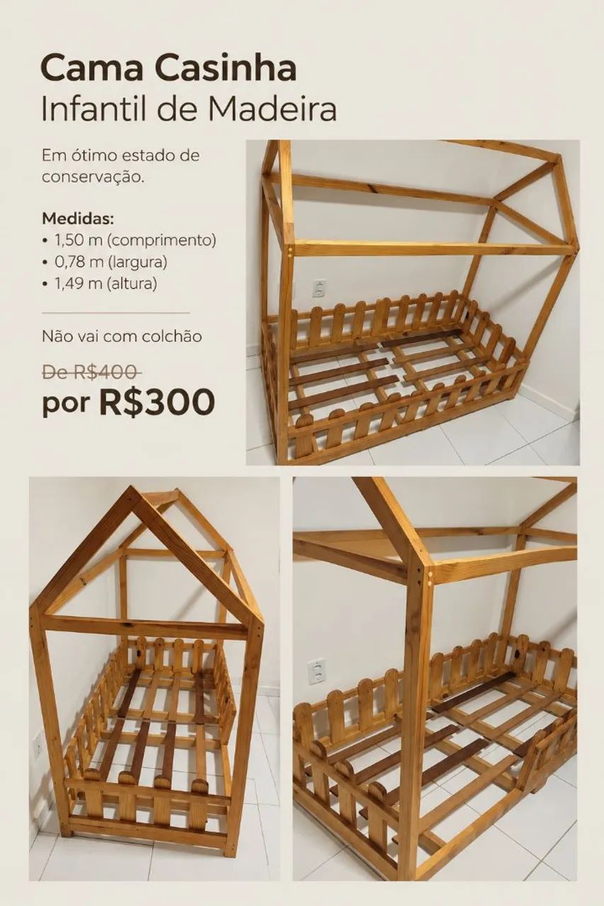 Cama infantil de madeira 