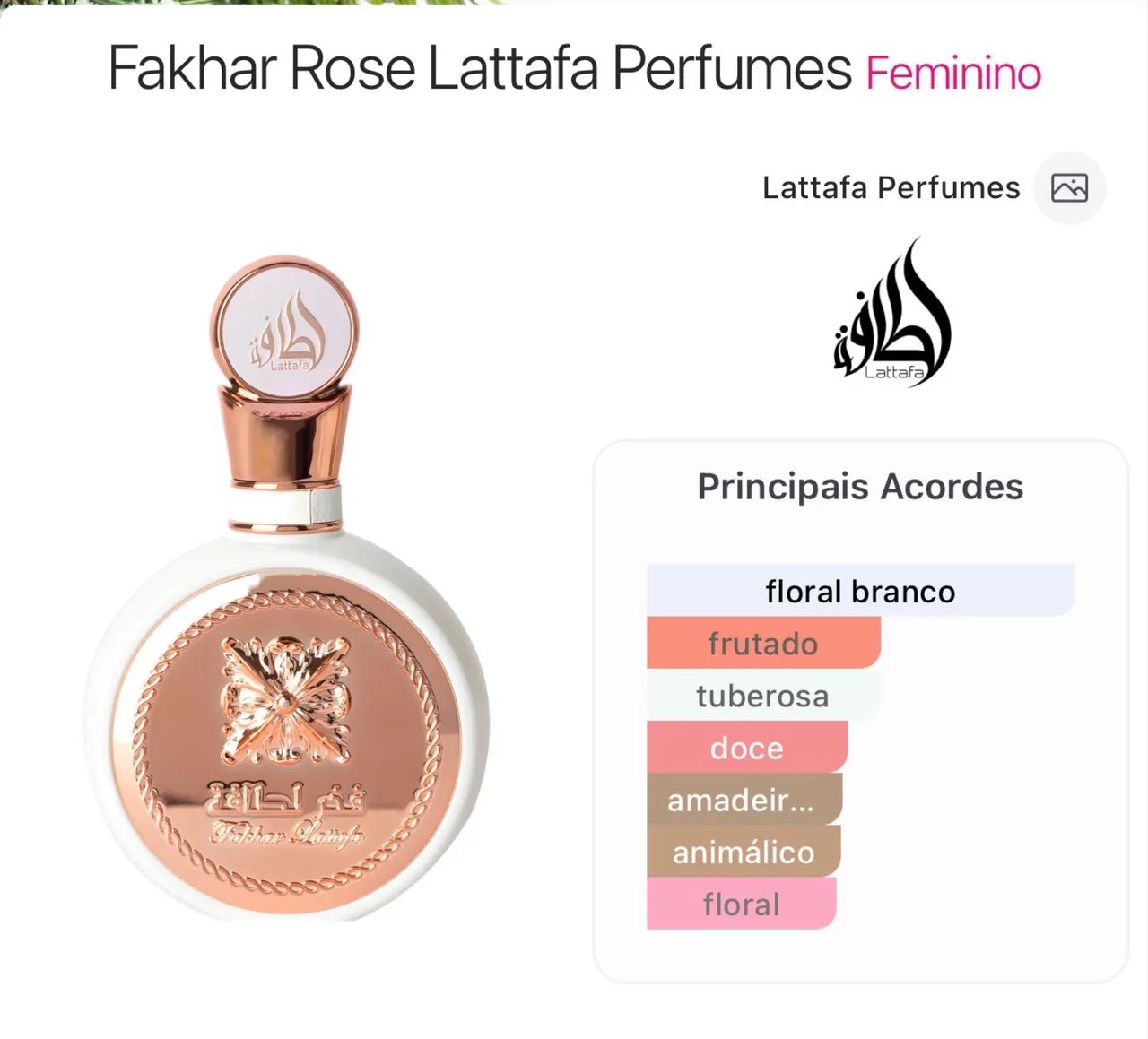 Perfume Árabe Fakhar Rose - Lattafa - 100ml  - Foto 2