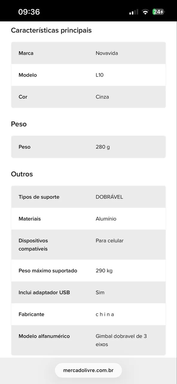 TRIPÉ E ESTABILIZADOR PARA CELULAR - GIMBAL L10 de 3 EIXOS - Foto 4