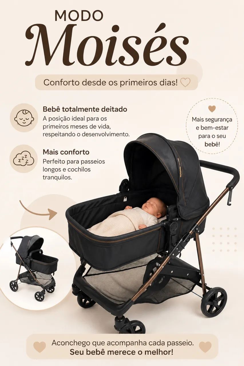 KIT CARRINHO + BEBÊ CONFORTO + BASE VEICULAR  - Foto 2