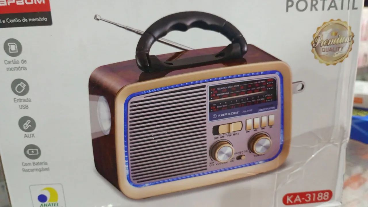 Rádio modelo retro, USB, MP3, FM, AM, sf card, lanterna, recarregável  - Foto 2