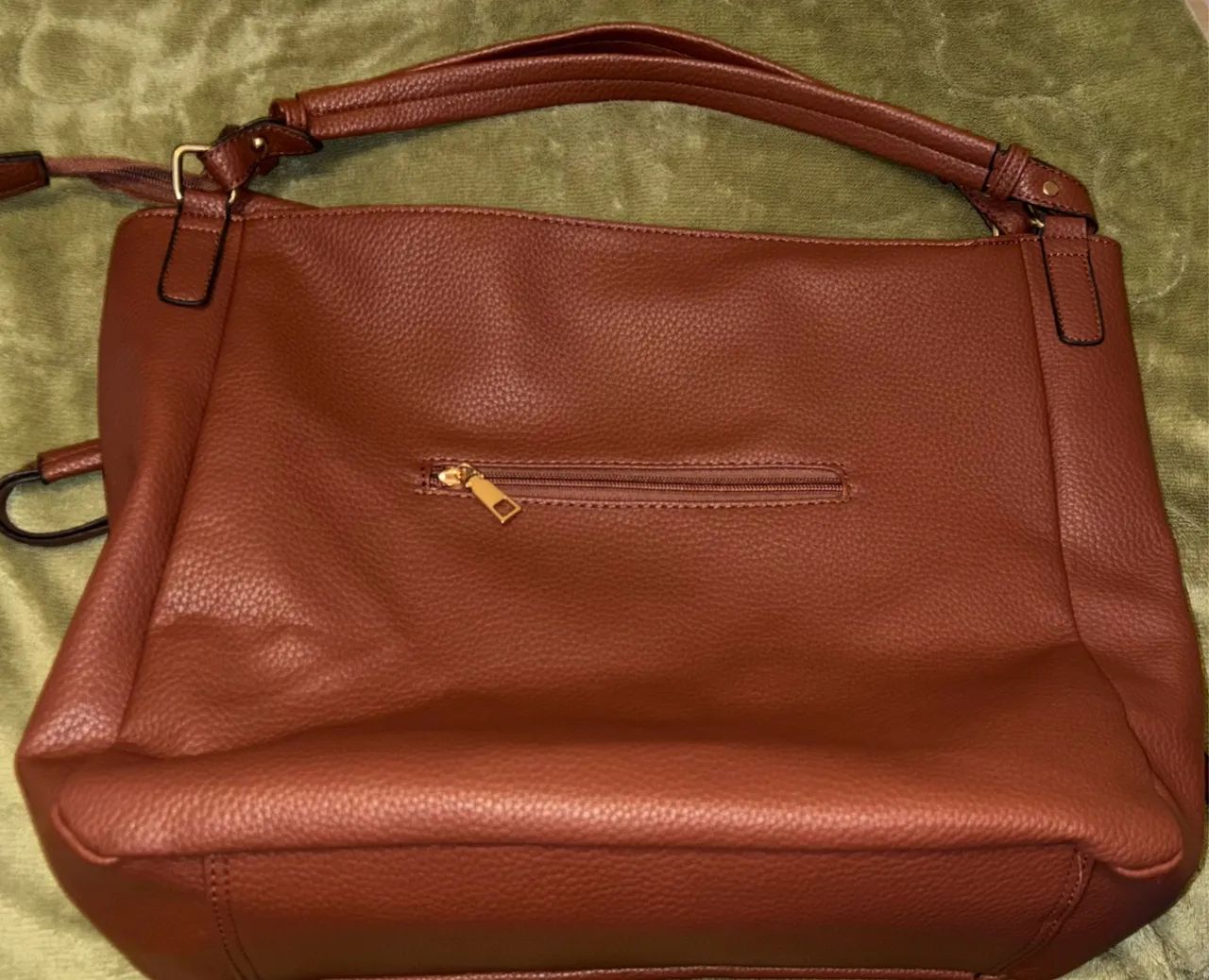 Bolsa de couro marrom, grande, nova, da Renner - Foto 3