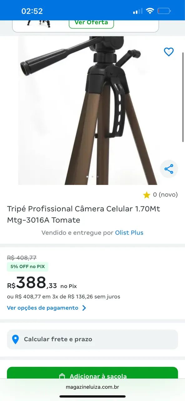 Tripé profissional Câmera / Celular (Tomate)3016 - Foto 2