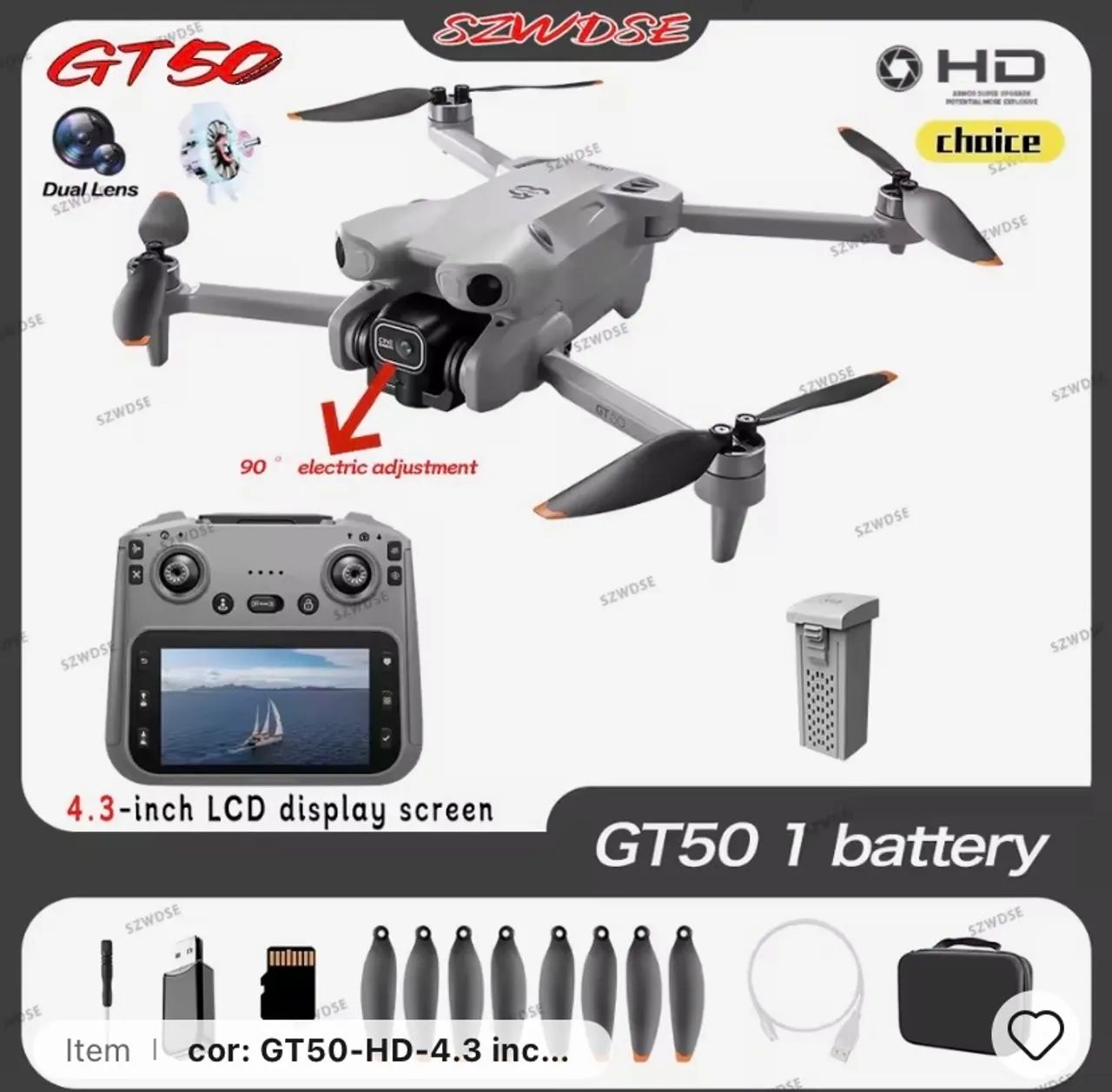Drone GT50 Semi-Novo (1 Mês de Uso) com Controle com Tela Integrada