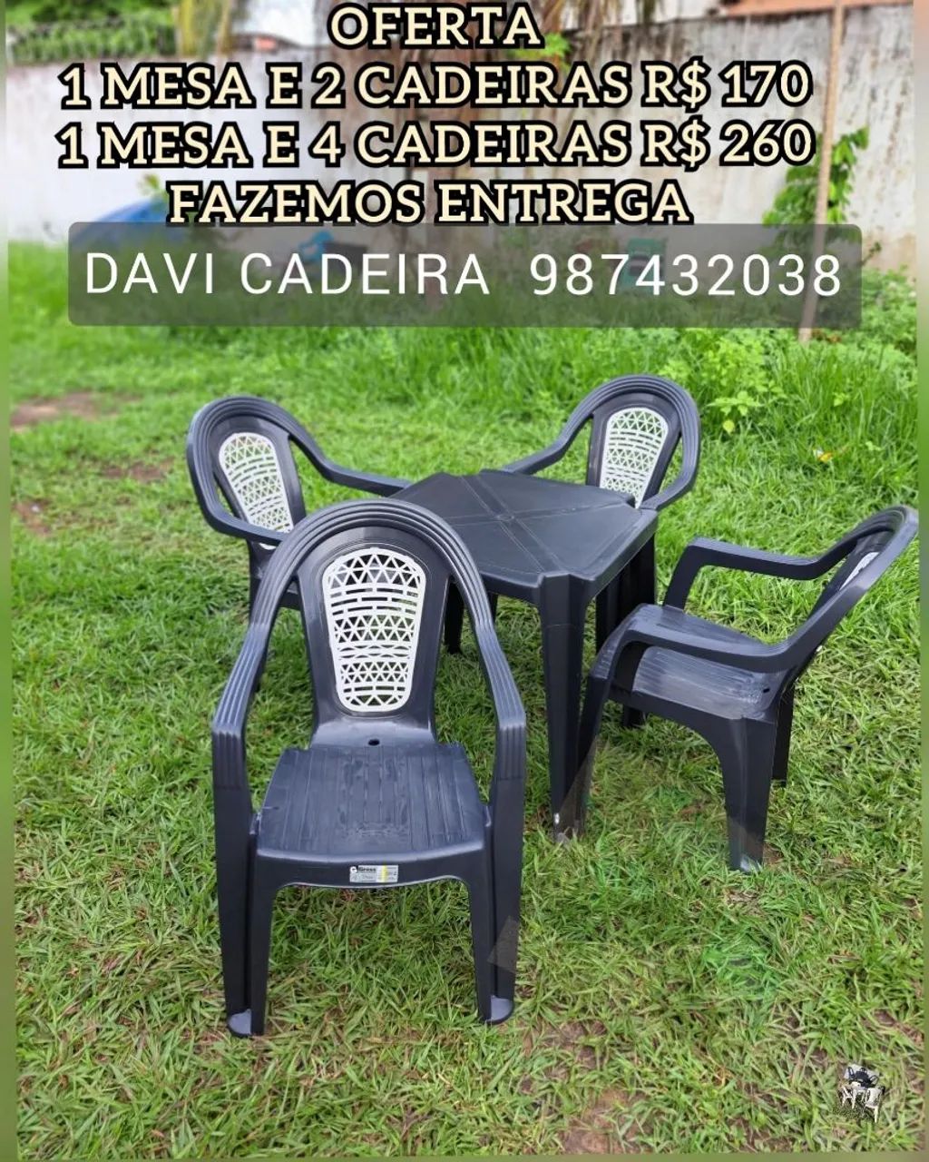 CONJUNTO DE MESA E CADEIRA DE PLASTICO ENTREGO HOJE