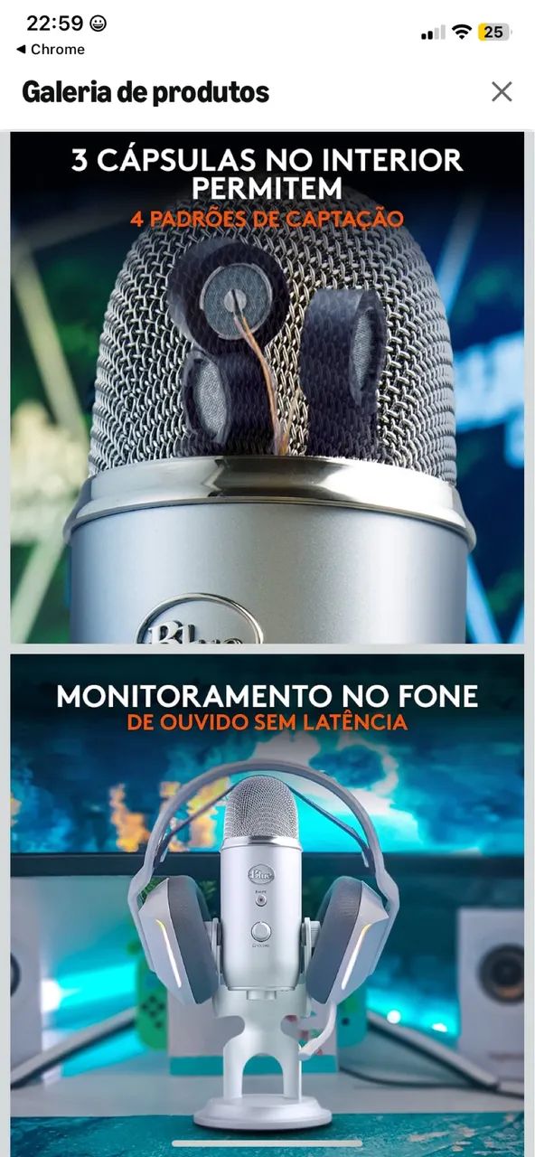 Microfone Condensador USB Logitech for Creators Blue Yeti428513158905866242