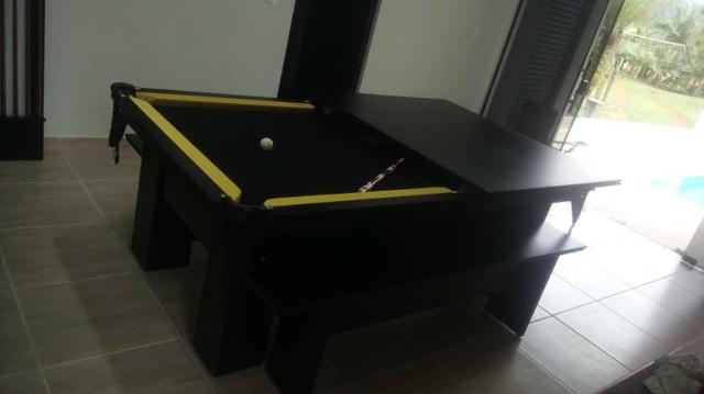 Mesa Charme Faça o Pedido Cor Preta Tecido Preto e Borda Amarela Mod. ENKU0244 - Foto 2