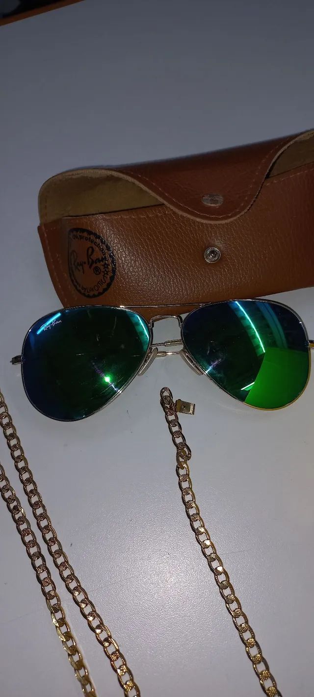 Kit, relogio rolex, óculos ray ban, pulseira e cordão 