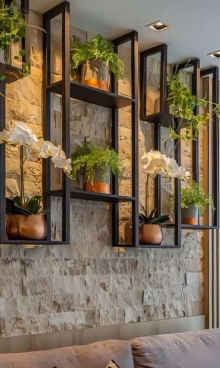 (Jardim Suspenso) Rack de parede moderno com prateleiras de metal e design industrial - Foto 3