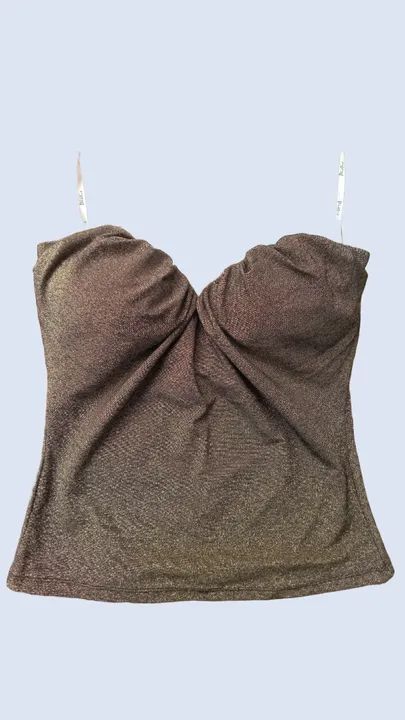 Top sem alça de lurex dourado novíssimo