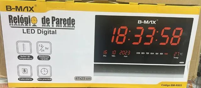 Relógio Parede Led Digital Grande 46cm Termômetro Data - Foto 6