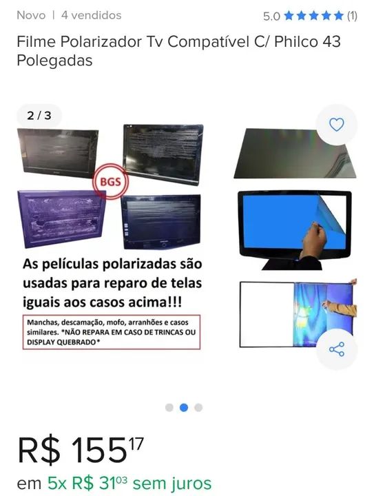 Filme Polarizador TV - Foto 5