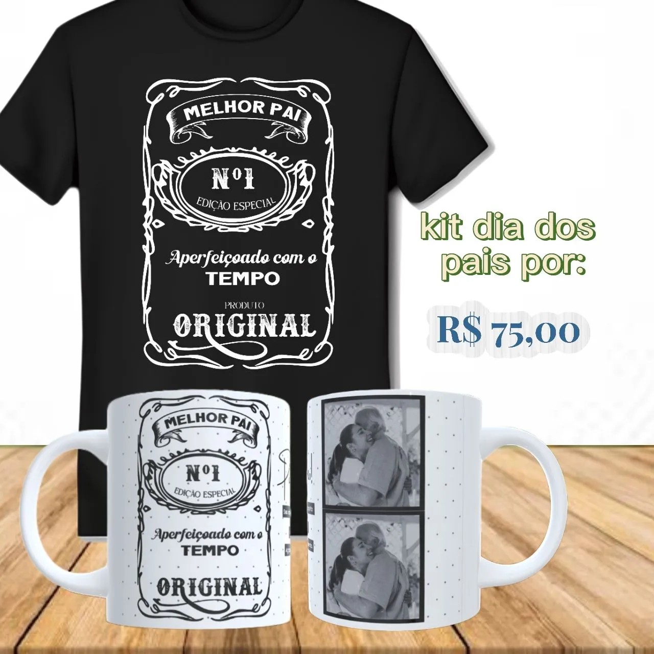 Kit Dia dos Pais: Camiseta e Caneca Personalizadas