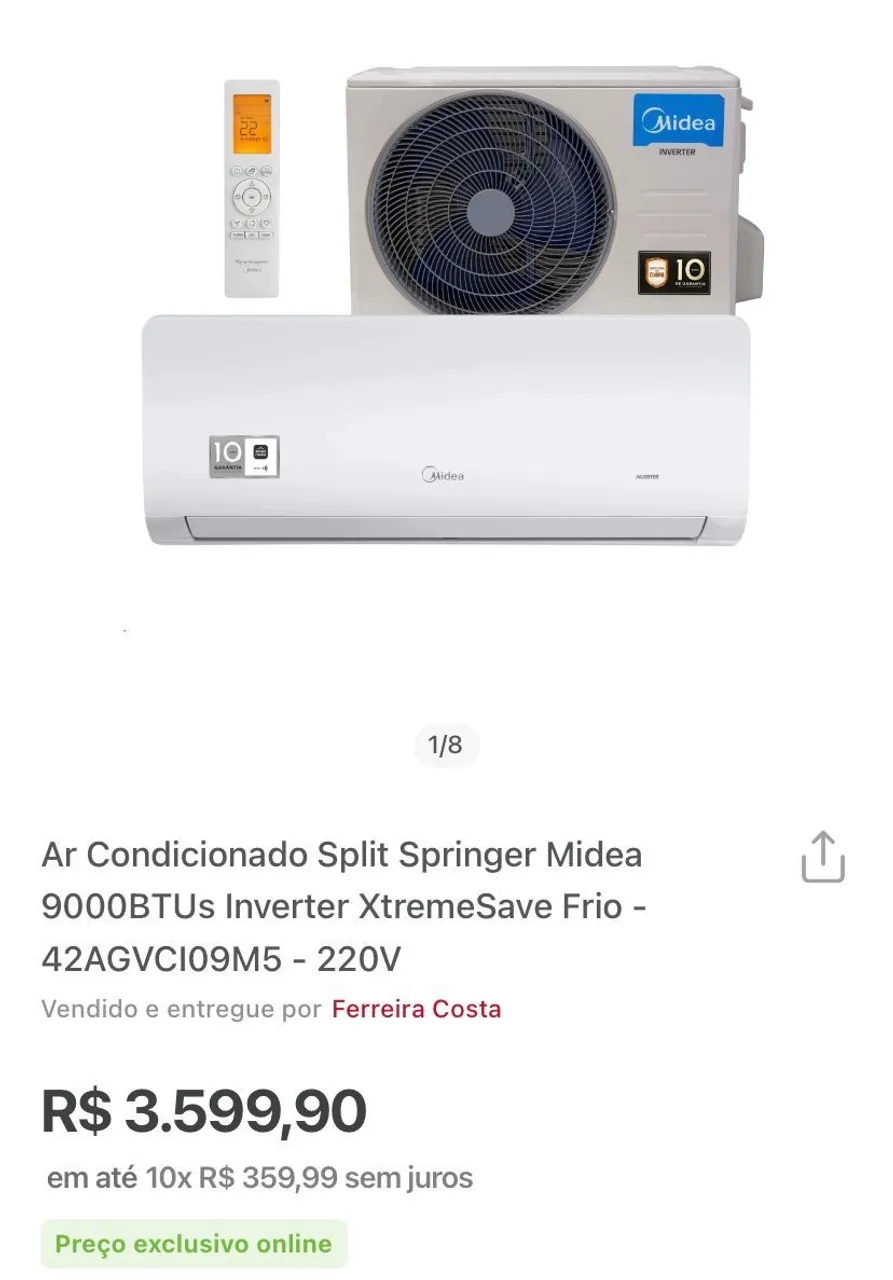 AR CONDICIONADO SPLIT SPRINGER MIDEA