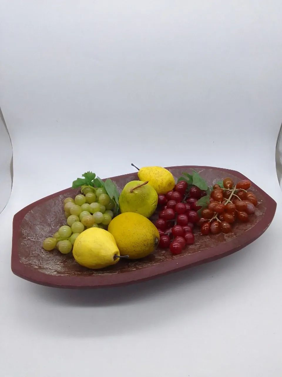 Fruteira Rustica Madeira Frutas Artificiais Anos 90 -44 Cms