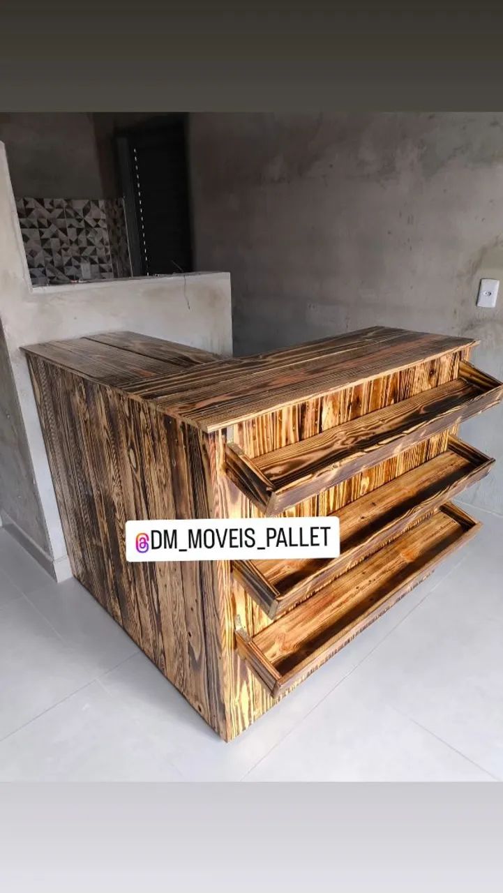 Balcão caixa pallet rústico 