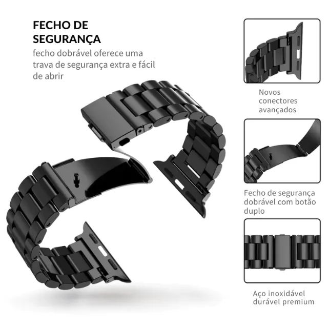 Pulseira Metálica 3 Elos para smartwach 42mm 44mm 45mm 47mm 49mm - Foto 5