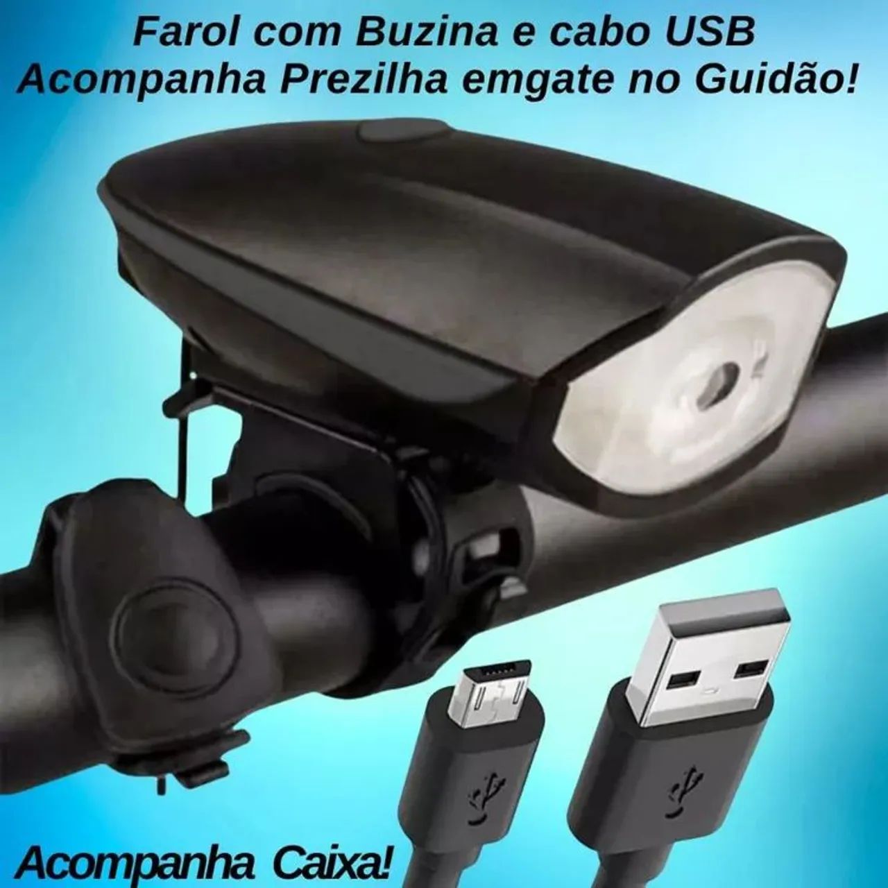 Lanterna Bike com Sirene e 250 Lumens - Foto 2