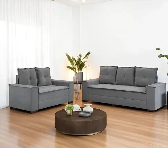 (PROMOÇÃO) Sofá 2 e 3 lugares Barcelona Cinza