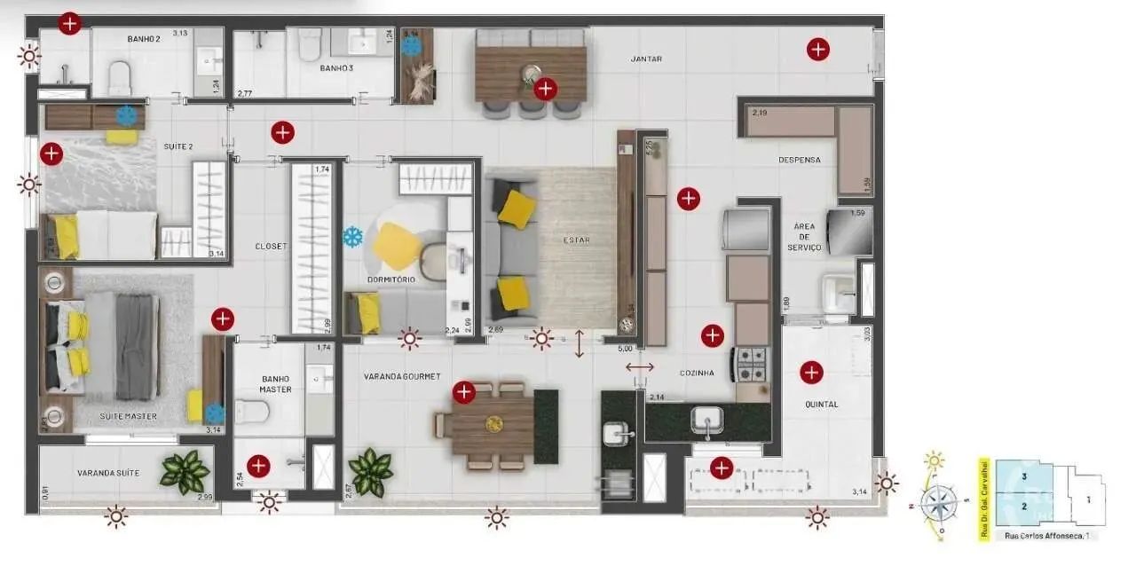 Apartamento á venda 3 dormitórios 2 suítes 2 vg Edifício Vitra Gonzaga - Foto 2