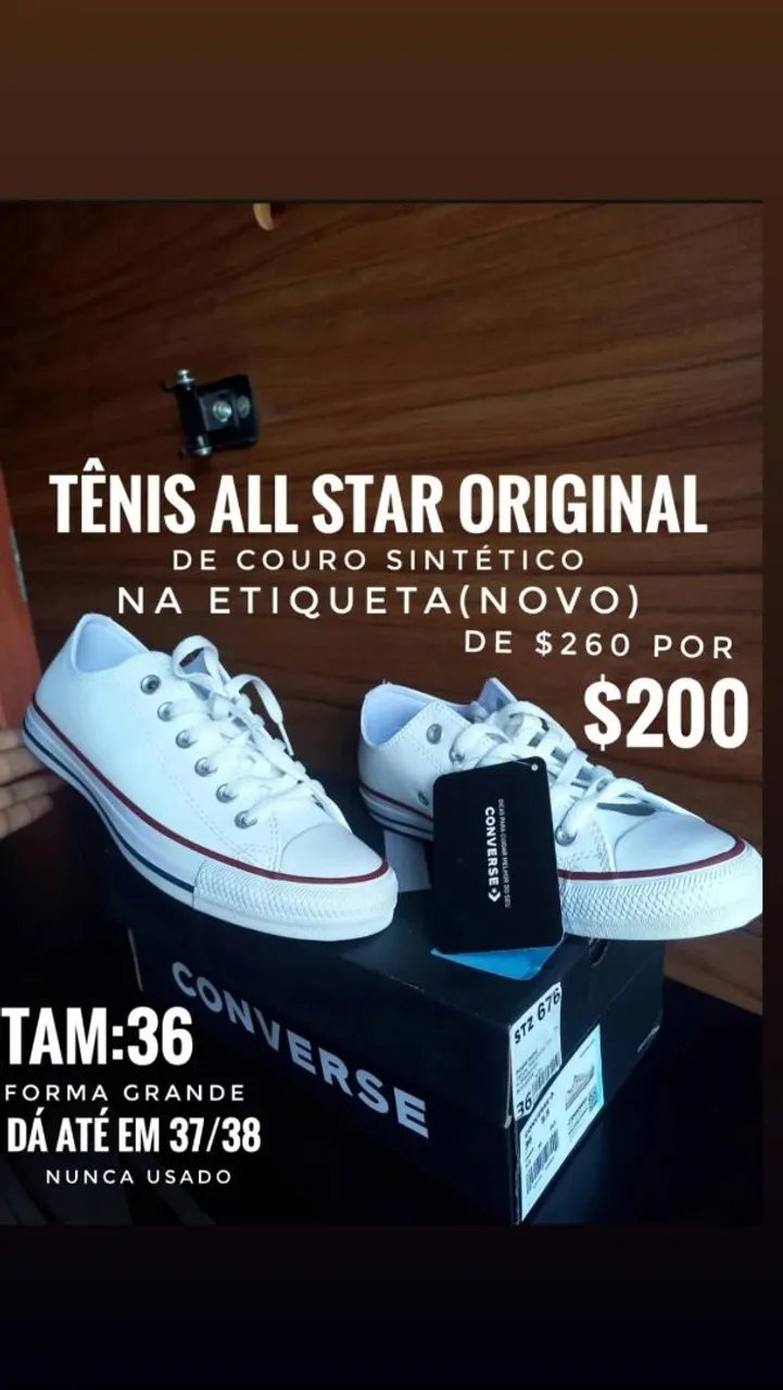Tênis All Star couro Original Branco - Novo- N:36 , mas serve 37/38
