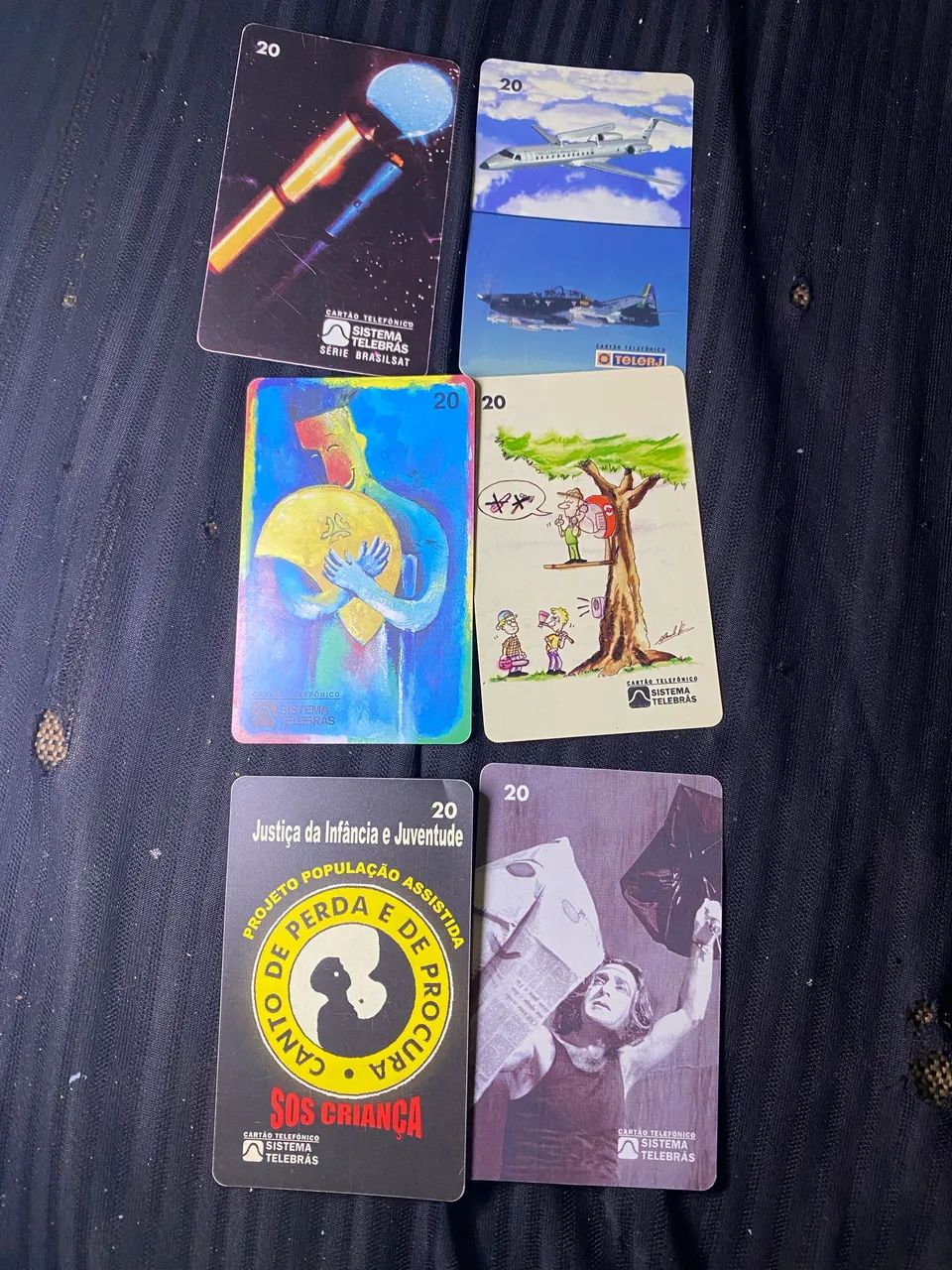 6 cartões telefônicos histórias de lenços guarda florestal orelhao telesp Amazônia 