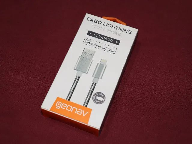 Cabo Lightning Geonav Blindado - Aço Inoxidável - iPhone, iPod, iPad