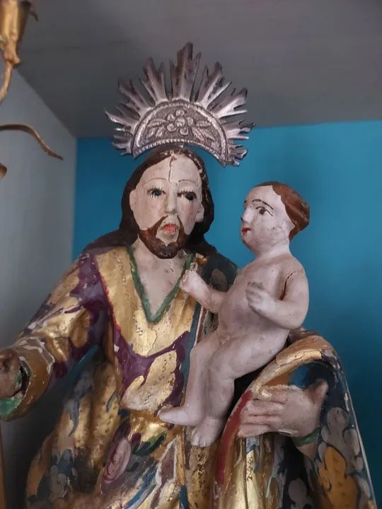 Escultura de São José com o Menino Jesus - Antiga - Foto 2