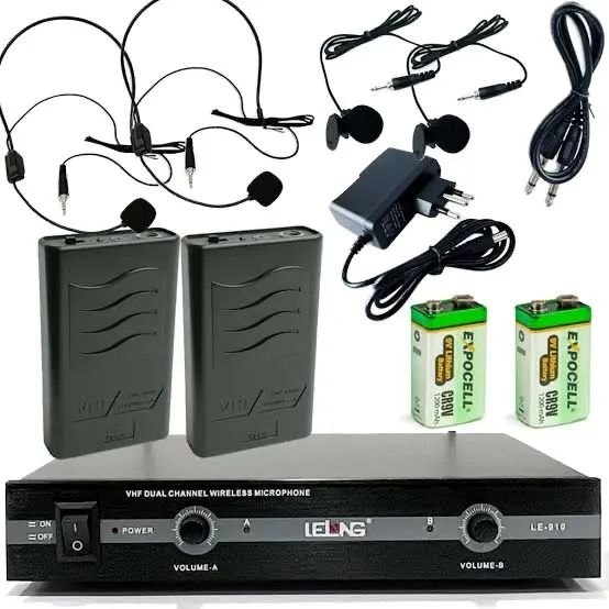 Microfone Sem Fio Duplo VHF LE-910
