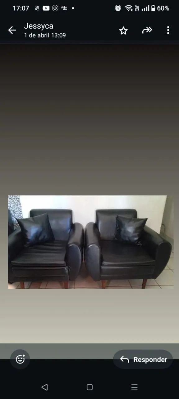 Par de Poltronas em Preto 250 cada - Foto 2