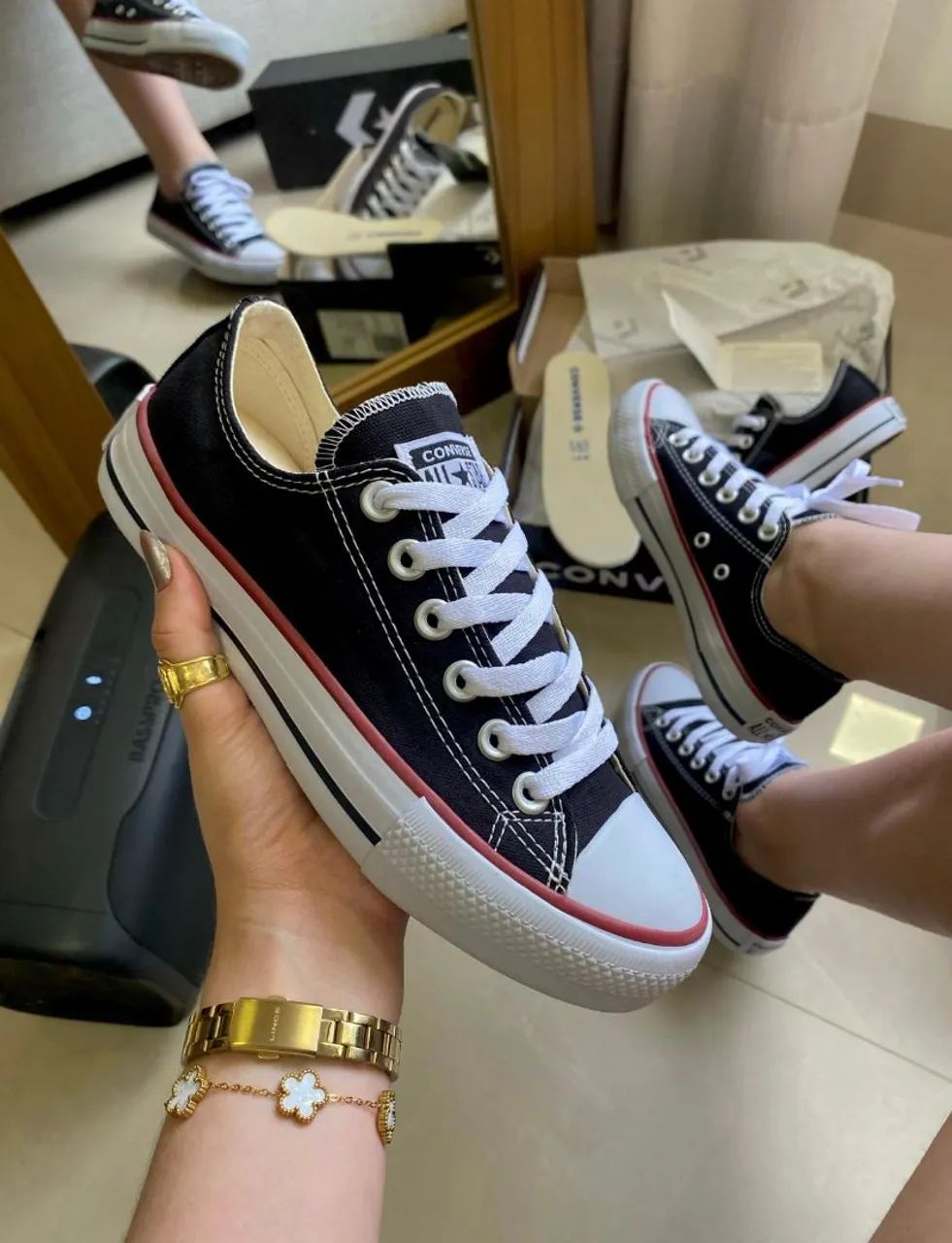 Converse All Star Branco Prateado - Foto 2