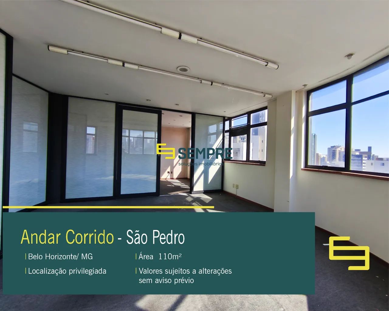 Andar corrido para alugar no edifício Intercambio no São Pedro em Belo horizonte
