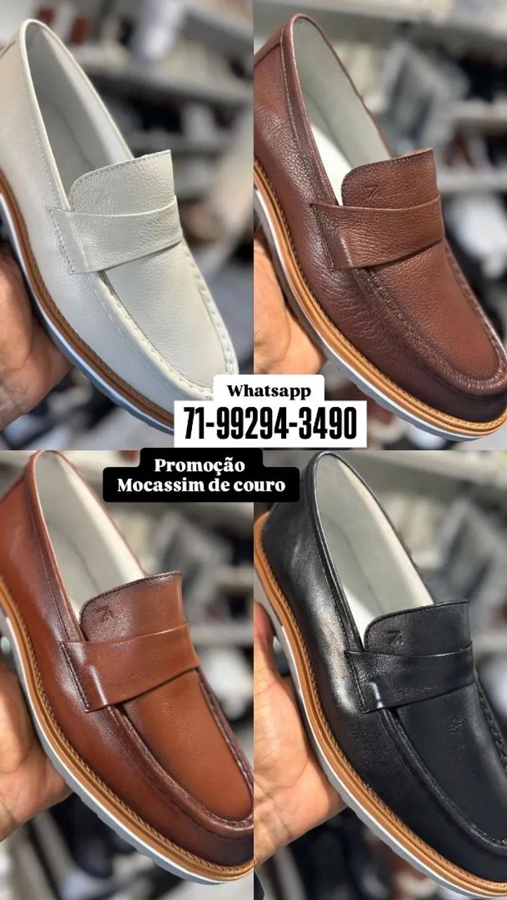 Sapatênis masculino Mocassim de couro - Promoção!