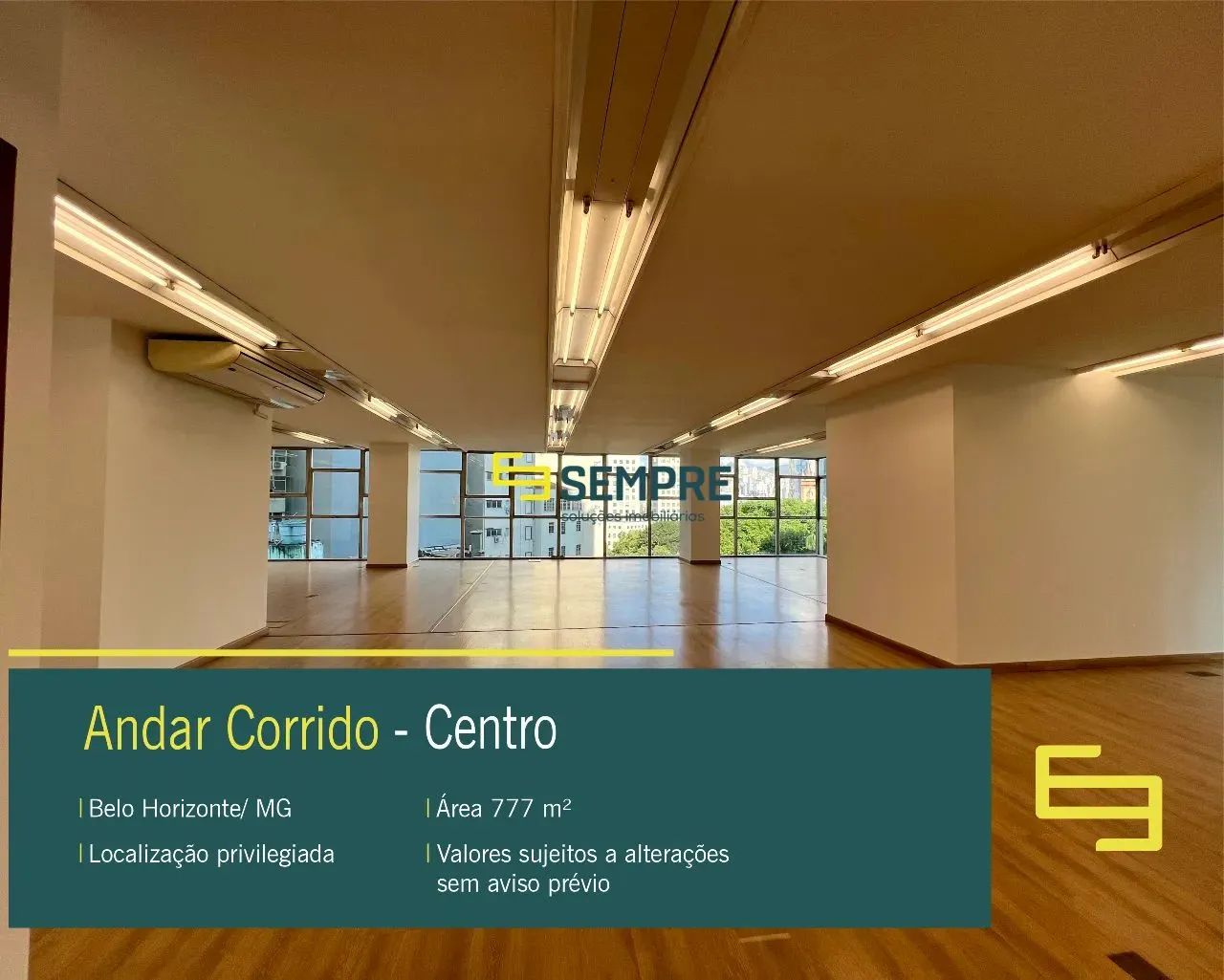 Andar corporativo para locação no centro de BH- Ed. Bravo BH