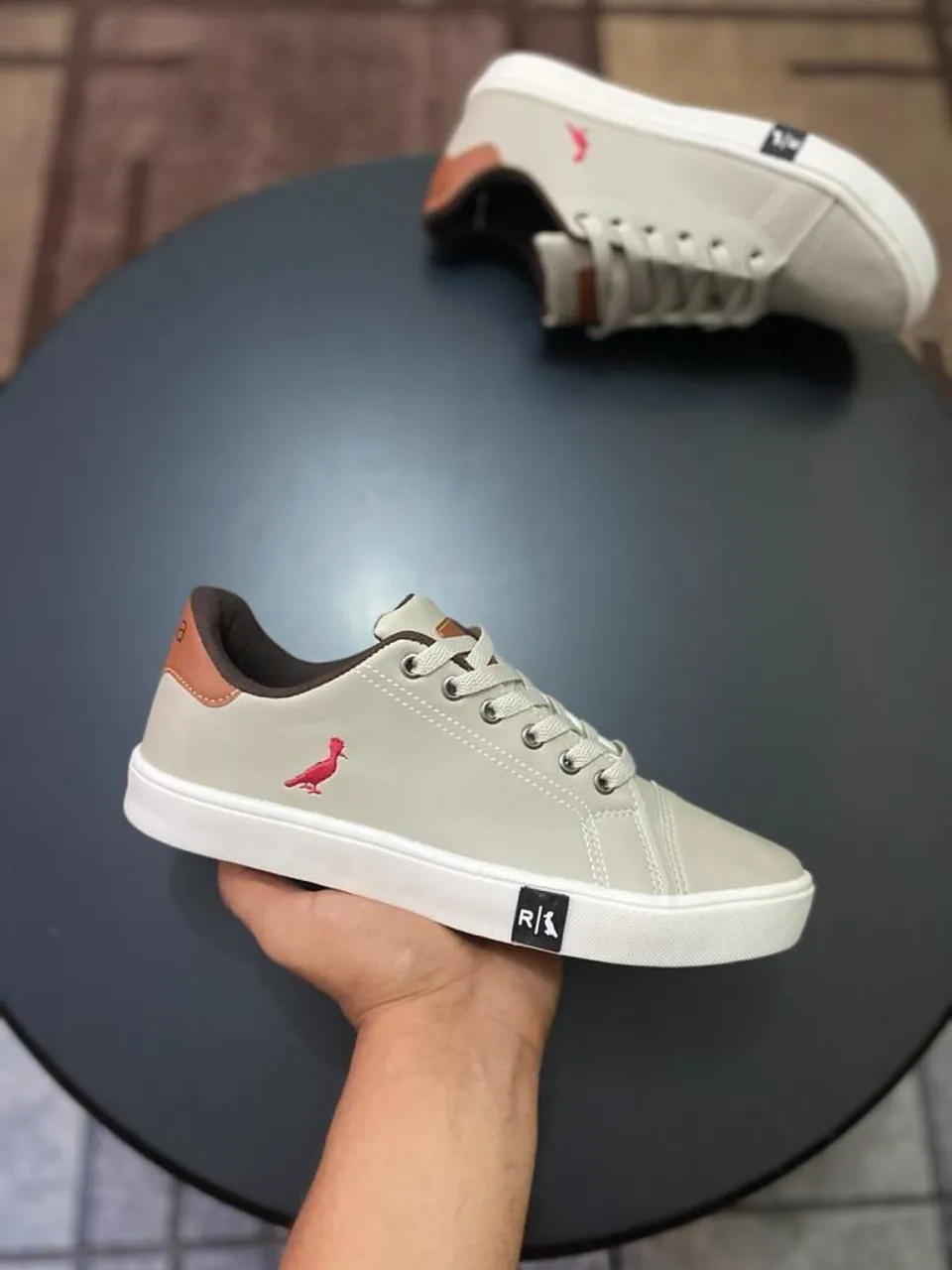 Tênis Casual Masculino reserva Bege com Detalhes