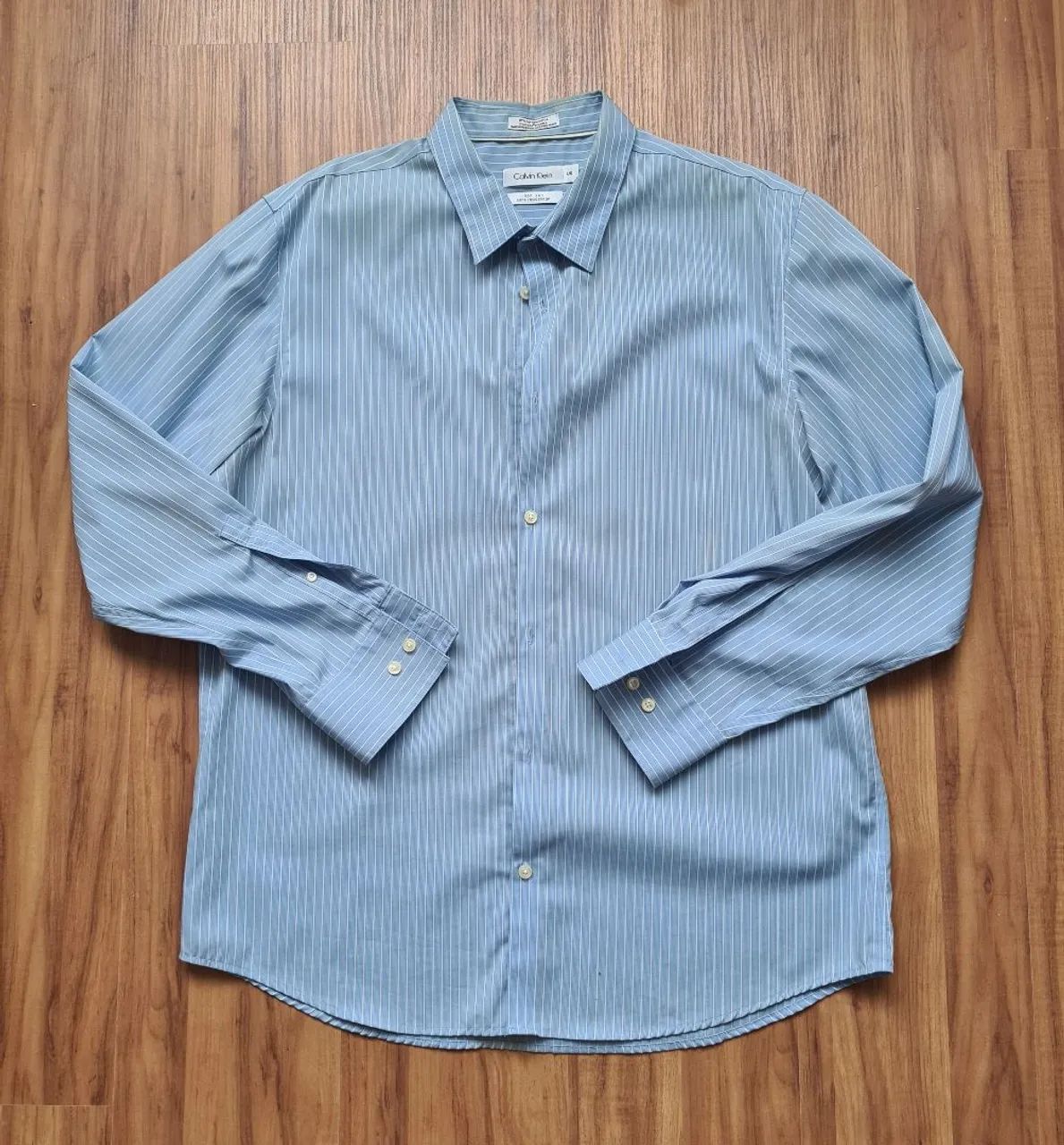 Camisa Calvin Klein Listrada Azul