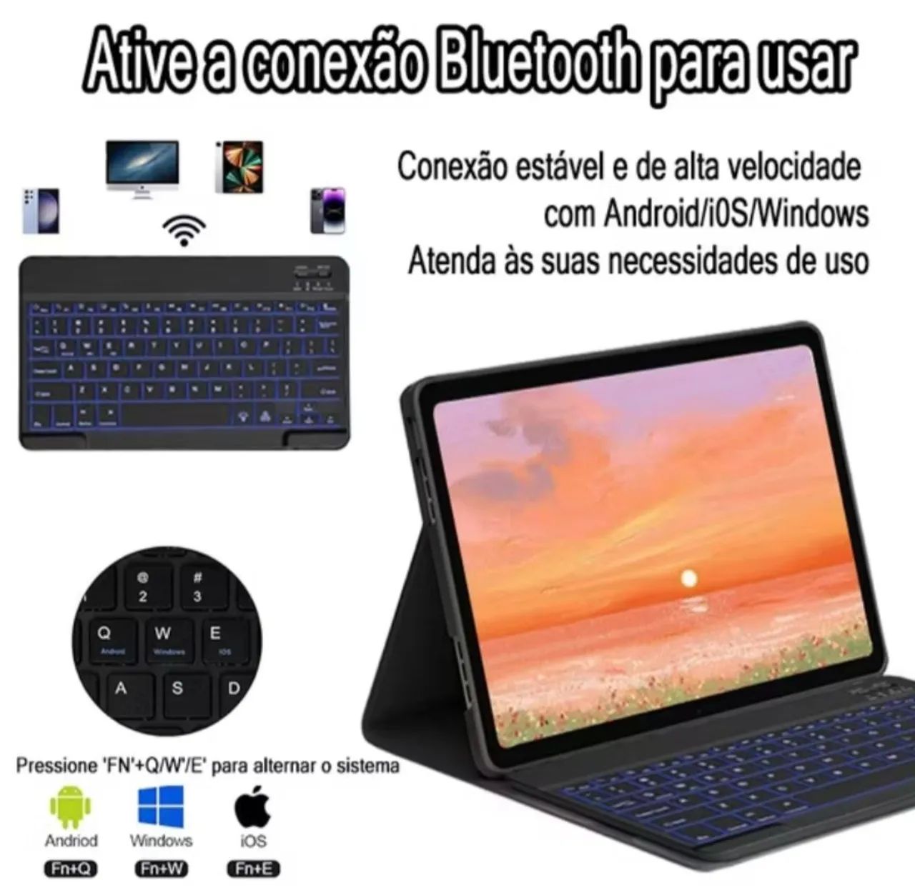 Capa com mouse e teclado para Galaxy tab S6 lite - Foto 2