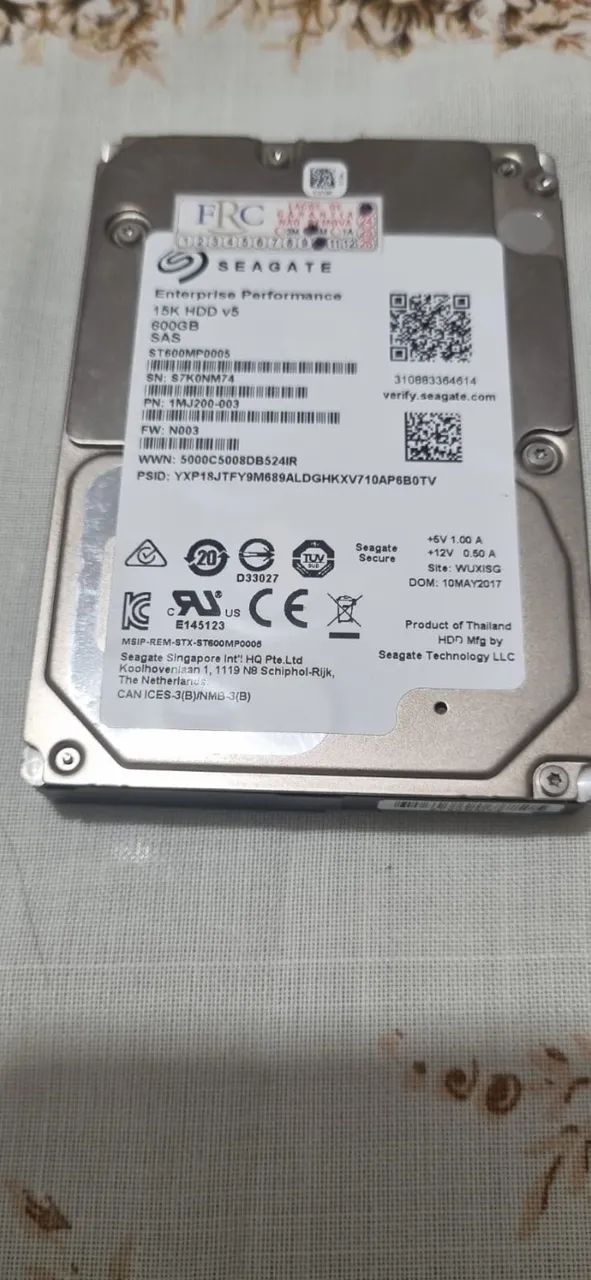HD SERVIDOR SAS SEAGATE 15K HDD V5 - 600GB - Armazenamento - Campo