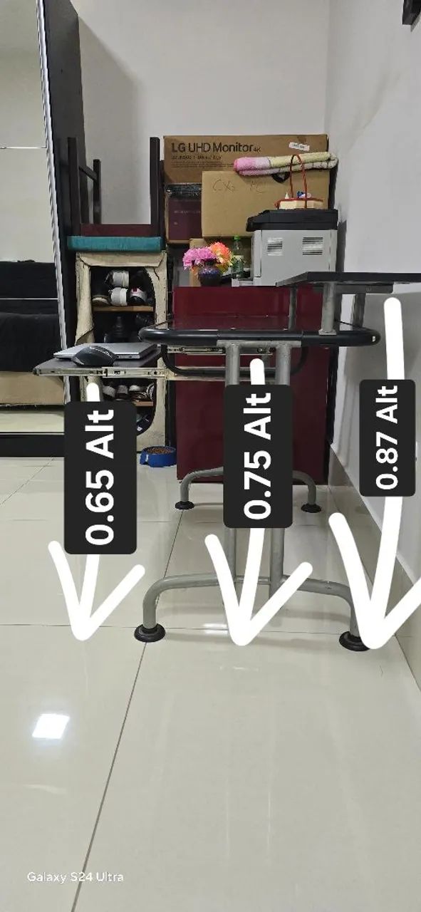 Mesa computador PC, metal e tampo de vidro. - Foto 6