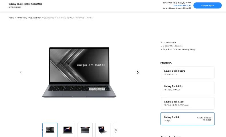 Notebook Samsung Galaxy Book4 Intel Inside U300 - Foto 3