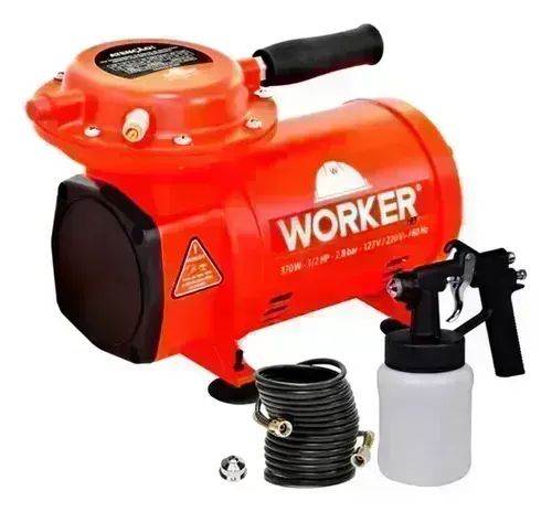 Compressor Ar Direto Profissional Com Kit Pintura Bivolt Worker