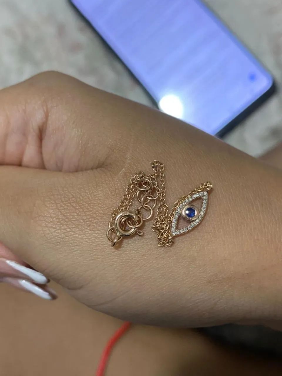 Pulseira de ouro 14k olho grego  - Foto 2